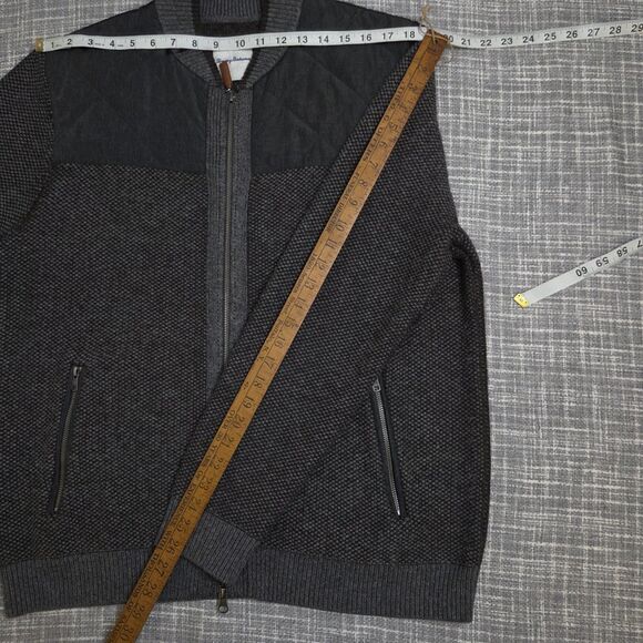 Tommy Bahama Cordillero Bomber Jacket Wool Blend Knit Gray/Blk Men's M - Picture 5 of 15